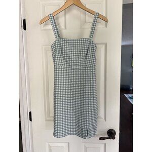 Hollister Mini Dress XS Blue Green Plaid Sleeveless Square Neck